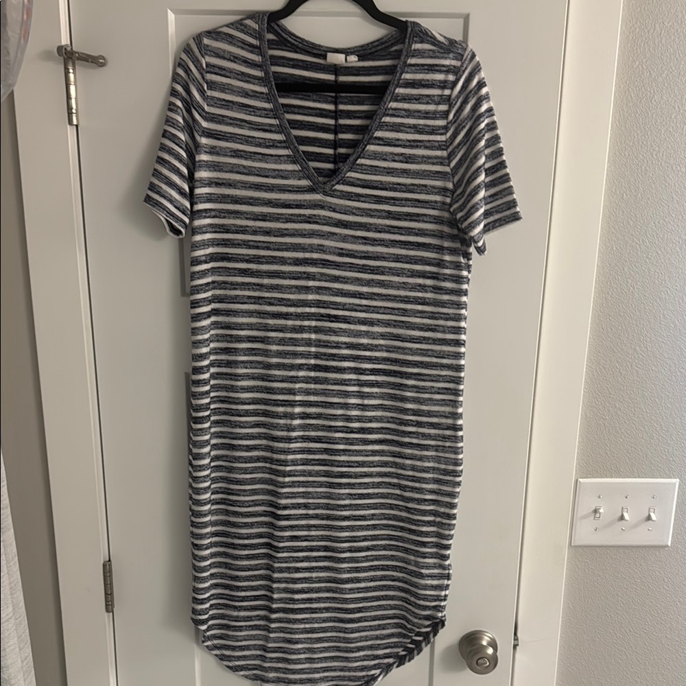 Striped V-Neck T-Shirt Dress